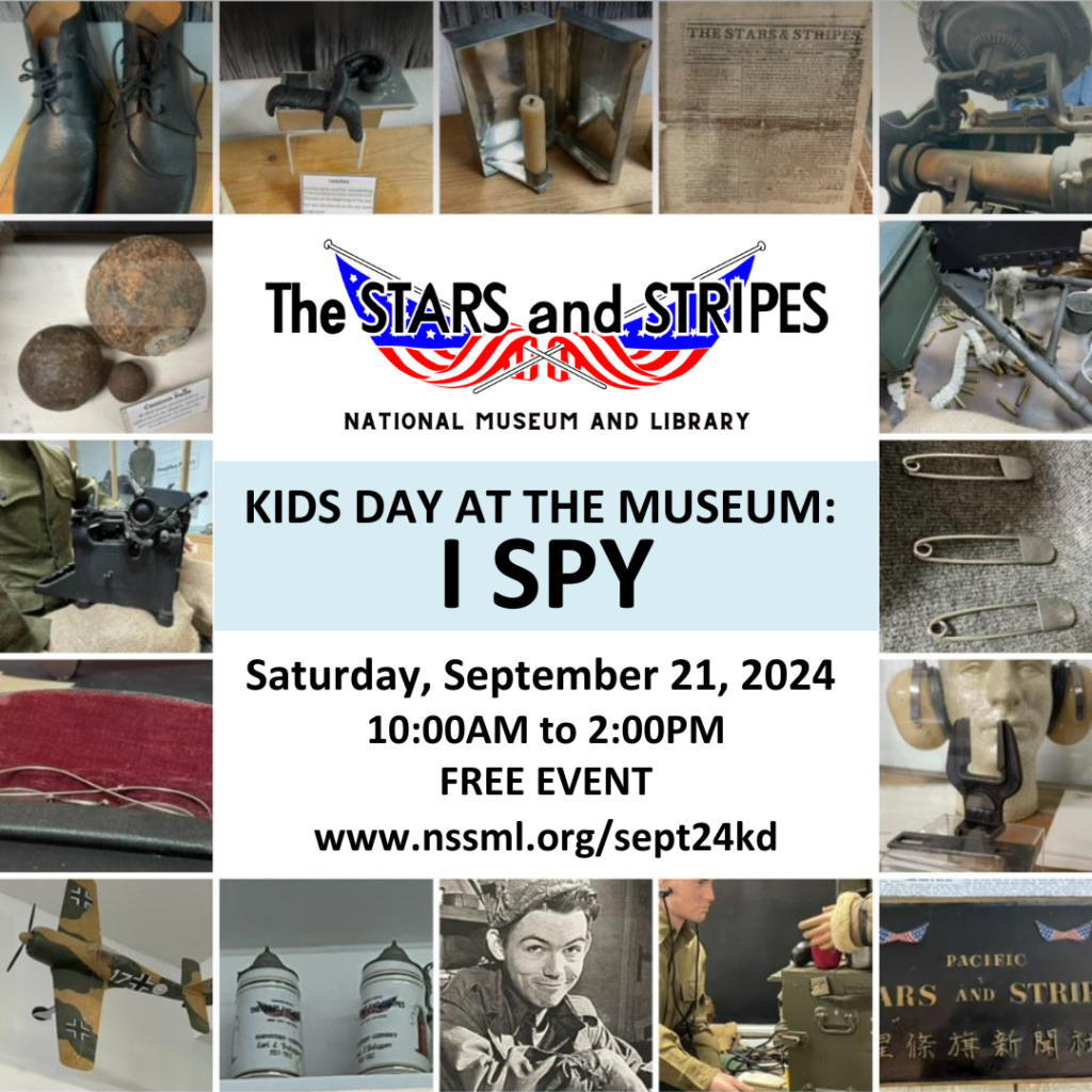 Join us for Kids Day at the Museum I Spy on Saturday September 21 2024 from 10 am to 2 pm at the Stars and Stripes National Museum and Library in Bloomfield Missouri